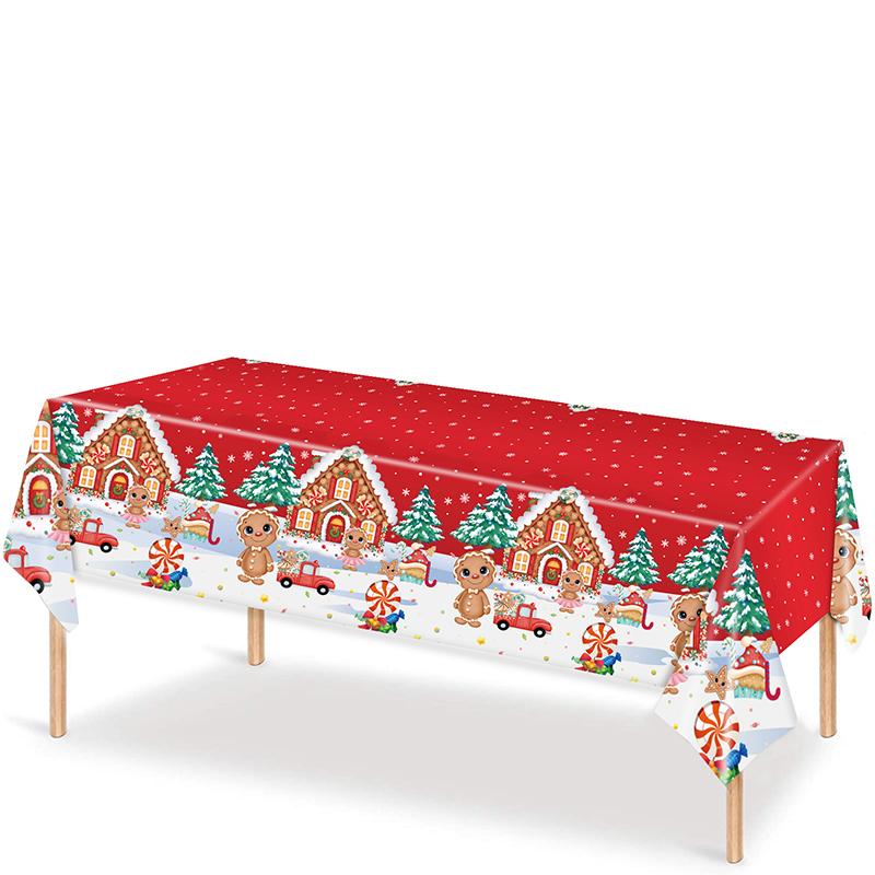 Рождественская одноразовая пластиковая скатерть с рисунком уродливого свитера с изображением пряничного человечка и оленя, водонепроницаемая, маслянистая, для вечеринки