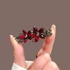Red Rhinestone Flower Hair Clip Elegant Alloy Hair Accessory for Women Lightweight Comfortable Use
