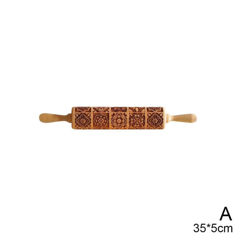 Деревянная скалка для тиснения, помадка, тесто, печенье, лапша, печенье, винтажный узор, выгравированный валик