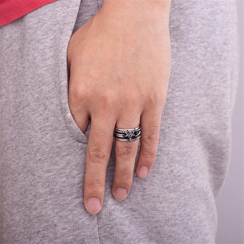 Вращающееся в стиле ретро масонское титановое высококачественное тонкое кольцо из нержавеющей стали для мужчин и женщин, полированное, не выцветает, JZ362