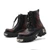 Пламенные панк ретро ботинки на платформе, унисекс высокие ботинки Мартина на танковой подошве