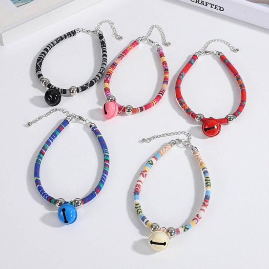 Ошейник для кошек в этническом стиле, регулируемый ошейник для домашних животных, кошек, собак с колокольчиком для домашних животных