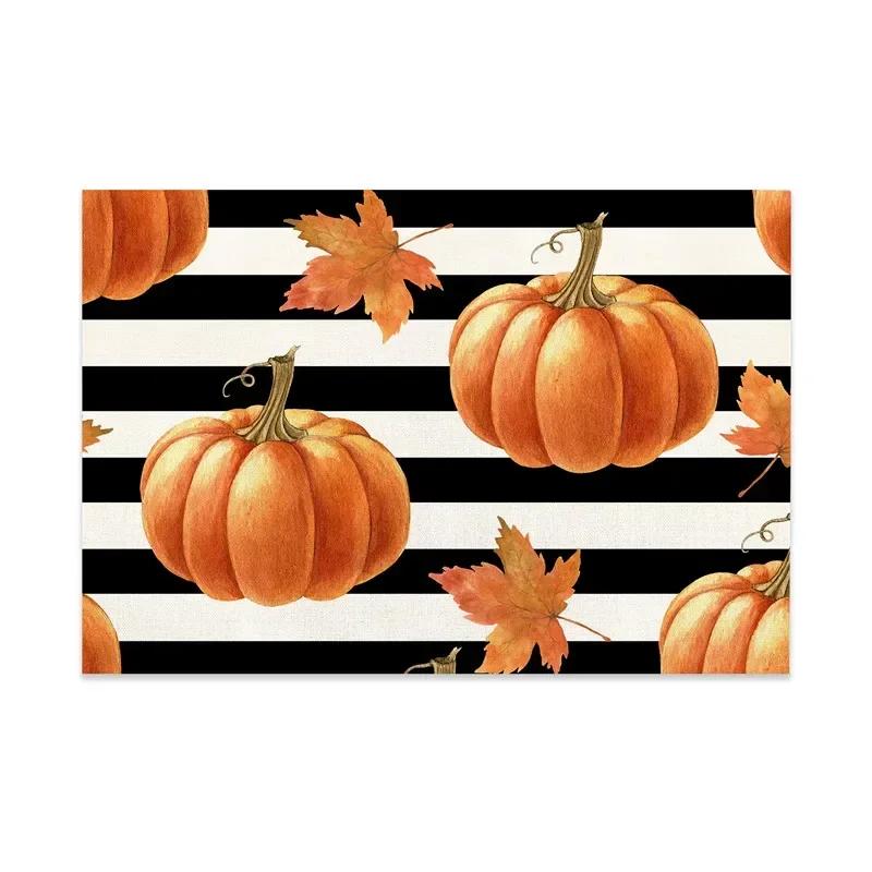 Happy Fall Sunflowers Pumpkins Dwarfs Maple Leaves Placemats For Dining Table Kitchen Linen 1PC 30x45CM