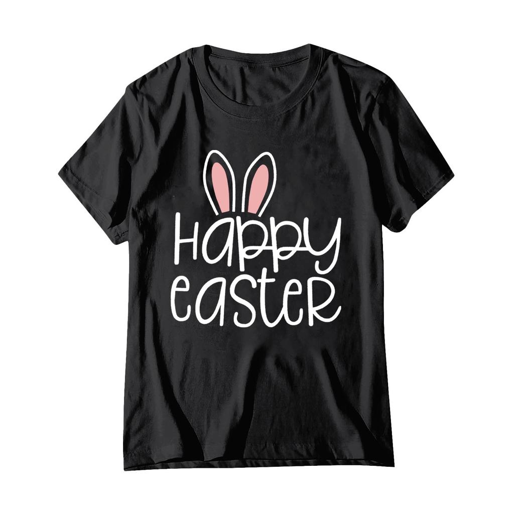 Женская модная пасхальная принтованная повседневная плиссированная круглая футболка с коротким рукавом