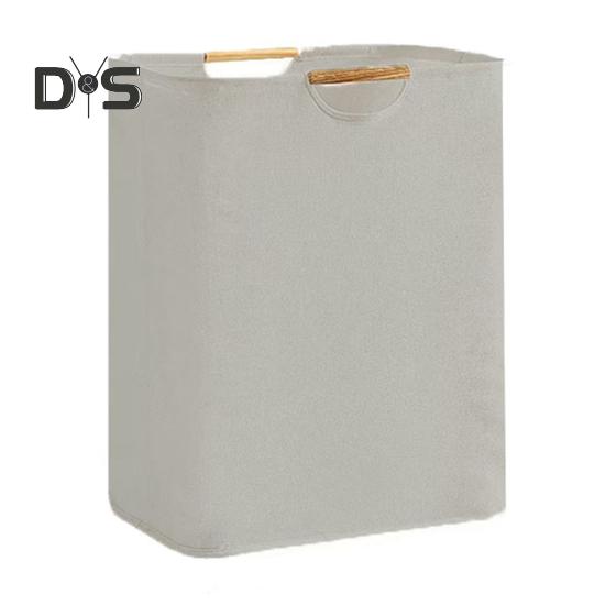 Корзина для белья с бамбуковой ручкой, складная конструкция, большая вместимость, водонепроницаемая тканевая корзина для белья