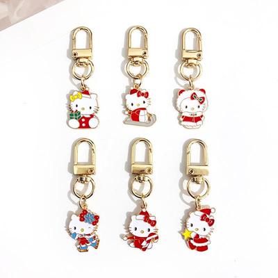 Красный Рождественский кулон Hello Kitty из сплава с эмалью - Мультяшная японская зимняя серия