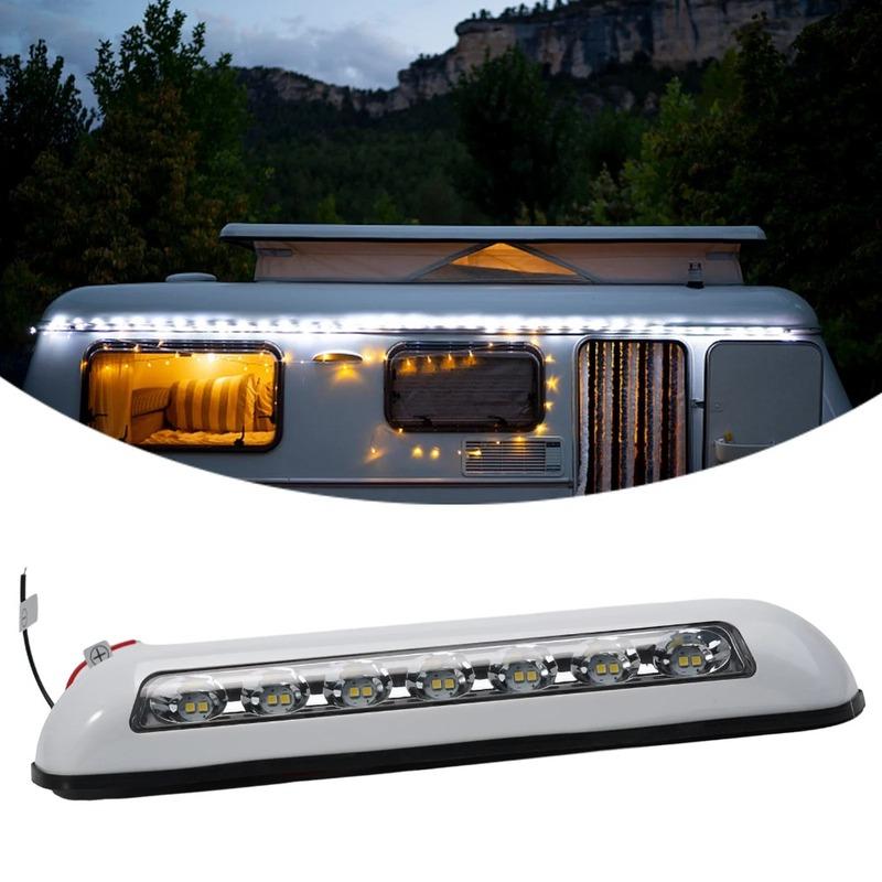 12V 6000K 8W White/warm White RV LED Awning Porch Light Waterproof Motorhome Caravan Van Camper Trailer Wall Lamps Light
