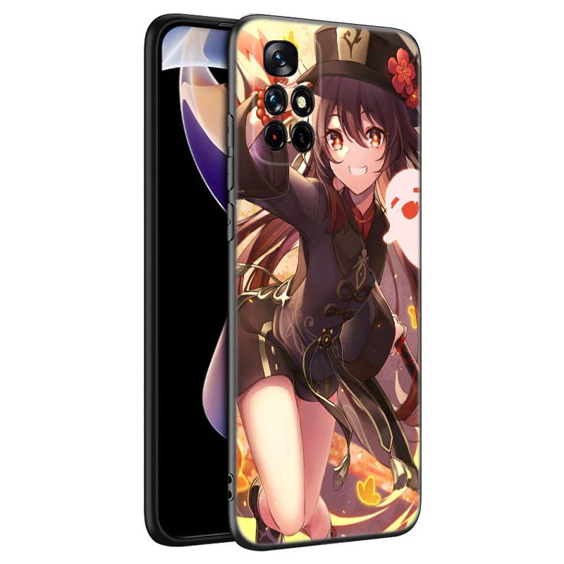 Hu Tao Genshin Impact Black Silicone Phone Case For Xiaomi Redmi Note 10 11 11S 12 13 4G 8 9 11T Pro 5G Plus 8T 9S 10S 12S