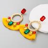 Женские серьги-капли, преувеличенные цветные стеклянные серьги с кисточками, темпераментные полые серьги с геометрическим узором, украшения