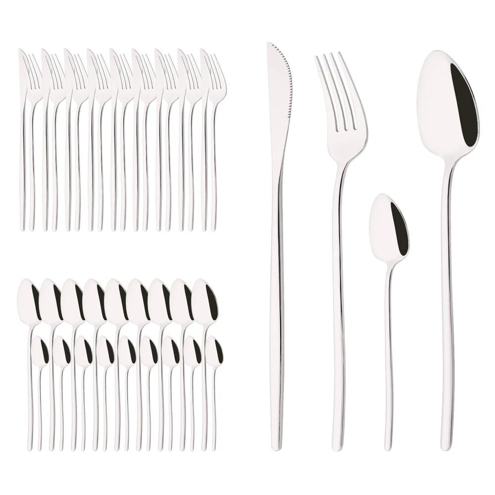 40Pcs Flatware Set Luxury Green Gold Cutlery Set Stainless Steel Dinnerware Fork Kitchen Knife Fork Coffee Spoon Tableware Set