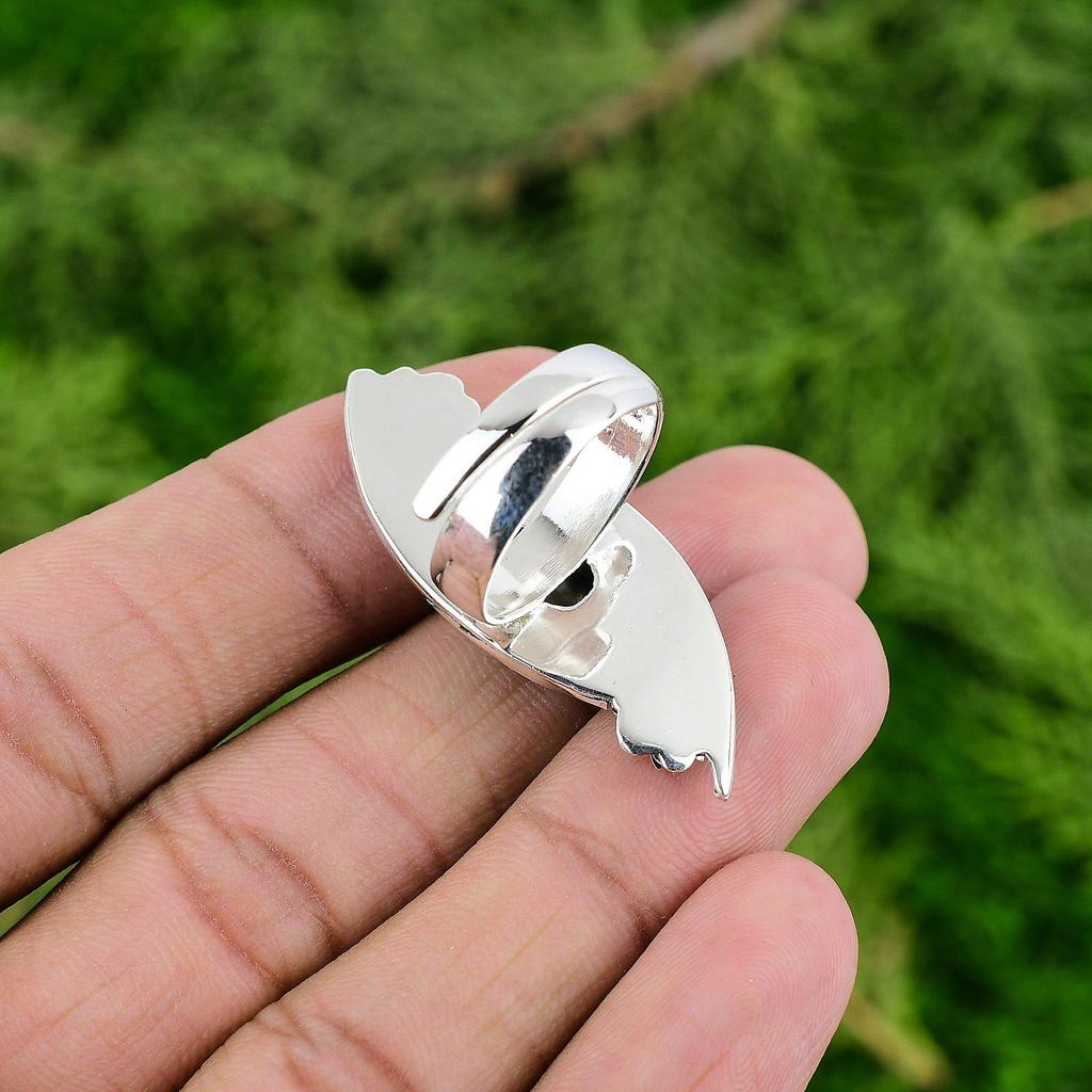 Пасхальная распродажа Содалит Камень Стерлинговое Серебро Солитер Цветок Кольцо Обещания Ювелирные Изделия