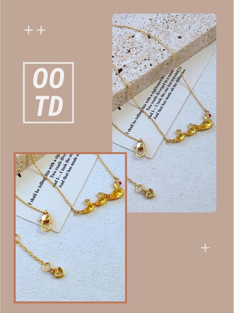 Элегантный набор ожерелья и браслета с желтым утенком, инкрустированным цирконами