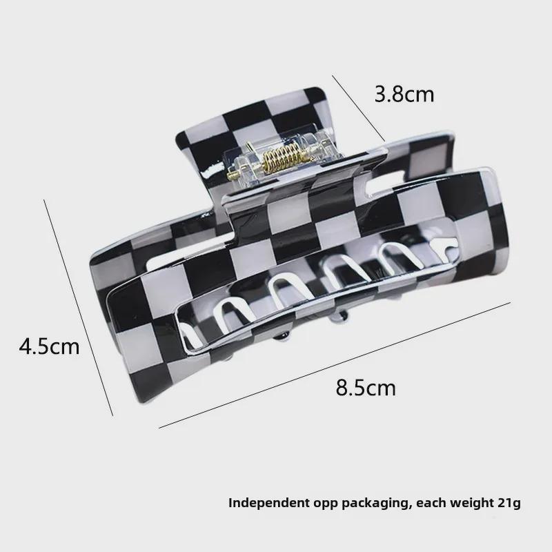 Шикарная клетчатая заколка для волос в виде акулы: Имитация текстуры уксусной кислоты, уникальный дизайн, универсальность для любого стиля