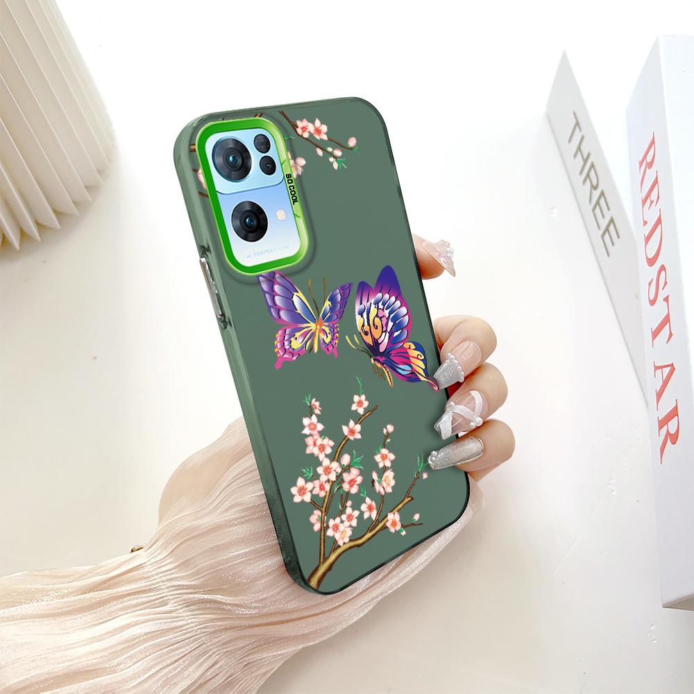 Окрашенный узор, цветной серебристый, двухсторонний, жесткий, противоударный чехол для телефона с защитой от падений для OnePlus OPPO Reno Realme