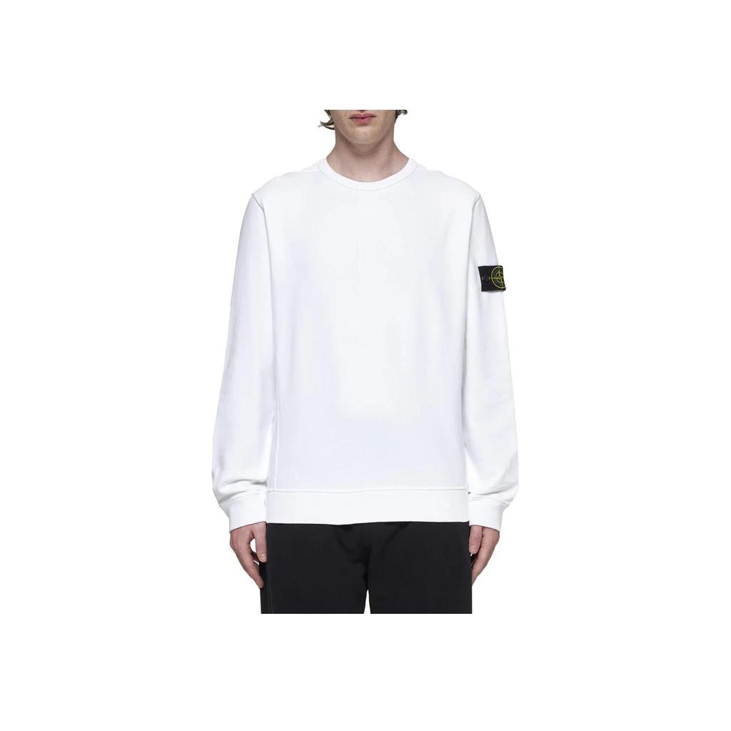 STONE ISLAND Флисовый свитшот с круглым вырезом, окрашенный в готовом виде, белый, мужской, уличная одежда 811562420-V0001