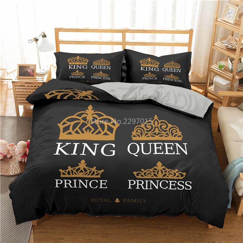 Black Queen King Couples Duvet Cover Set Pillowcase 3D Printed Bedding Set Single Double Twin Full Queen King Size Bedroom Decor