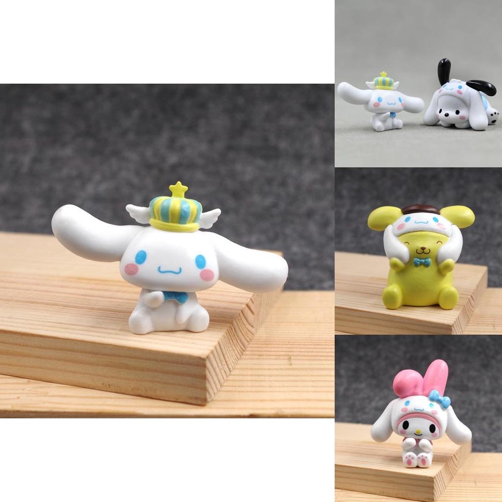 5pcs Cinnamoroll Kuromi Melody Kitty Purin Pochacco Figure Toy Model