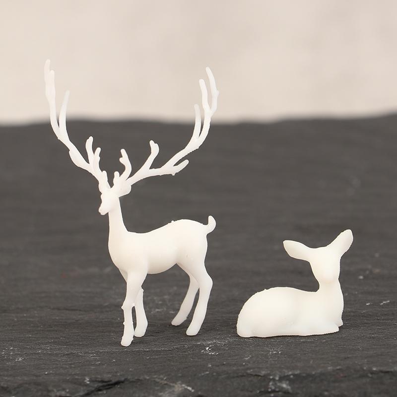1Pc Mini Resin Deer Christmas Forest Elk White Dessert Table Decor Merry Christmas Decor For Home Kids Year Gift KTY
