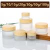 5G-100G Frost Glass Cream Bottle с деревянной крышкой портативная пустая бутылка для ухода за кожей гель сыворотка контейнер косметический дозатор инструмент