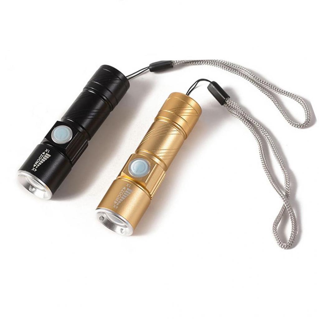 Portable USB Rechargeable Flashlight Mini Handheld Camping Torch Light Lamp