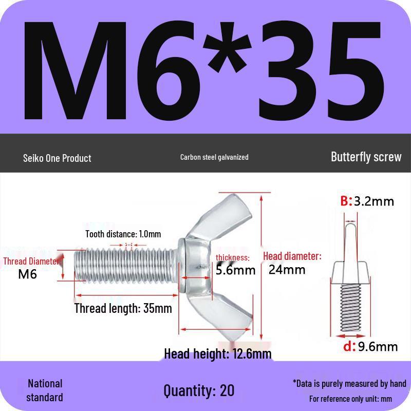 Оцинкованный болт с барашковой гайкой из углеродистой стали M4-M12