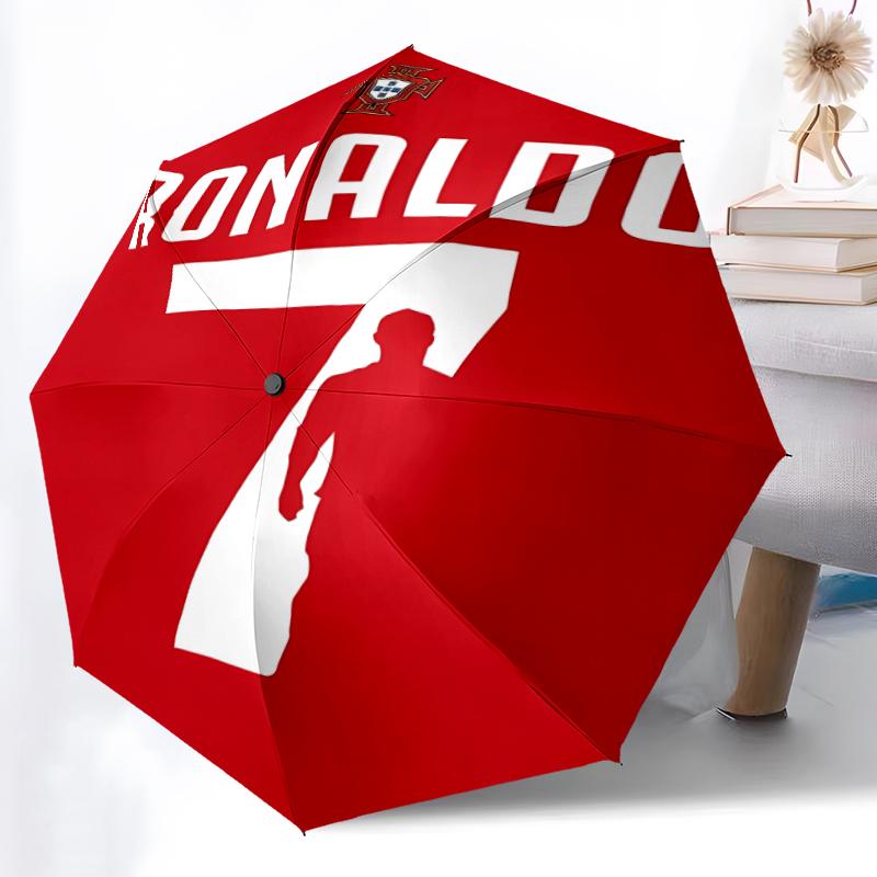 1 шт. Прочный автоматический зонт с 8 спицами, Зонт Cristiano Ronaldo, С цифровой печатью, Складной зонт для использования на ходу на улице