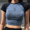 Open Navel Versatile Summer Street Pattern Print Y2K Spicy Girl Slim Fit T-shirt