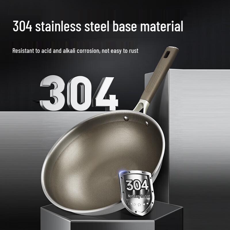 COOKER KING 304 Stainless Steel Non-Stick Stir-Fry Wok