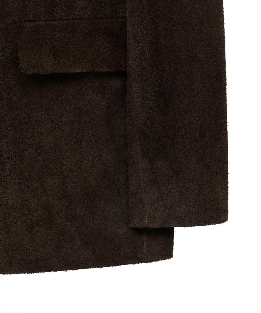 Noirer Nubuck Suede Tailored Jacket (Deep Brown)