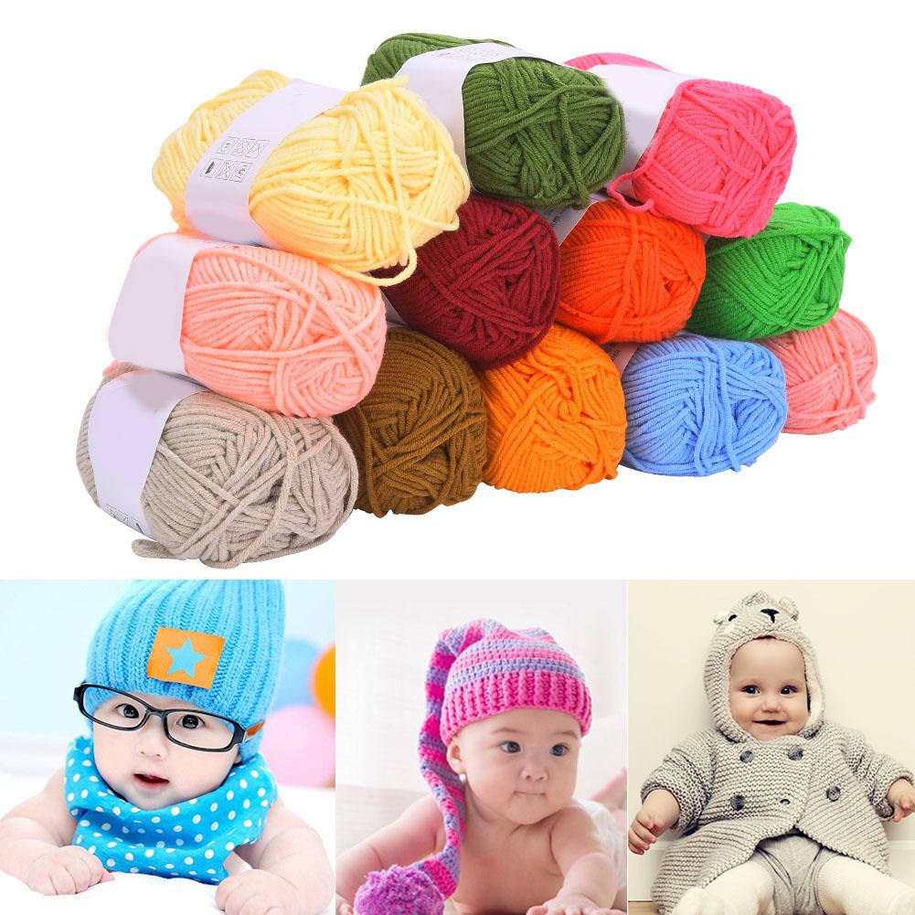 12 Colors Milk Cotton Yarn Crochet Cotton Knitting Thread Soft Warm Baby Yarn