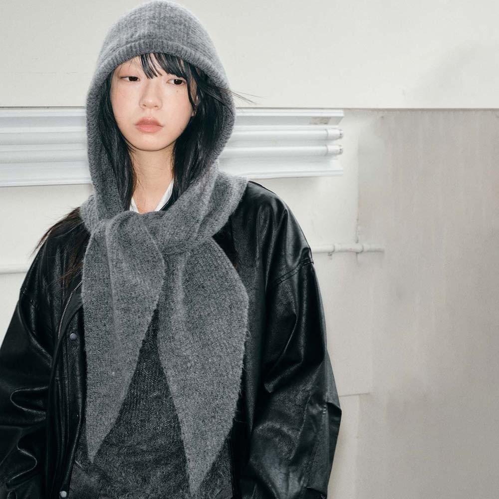 Acrylic Fibers Knitted Hooded Cap Triangular Winter Neckerchief Hat Neck Collar Beanies Cap  Work