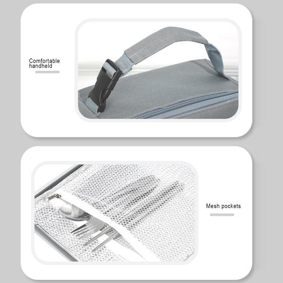 Изолированная многоразовая сумка для обеда большой вместимости с выдвижным карманом Водонепроницаемая ручка с пряжкой Портативная сумка Bento