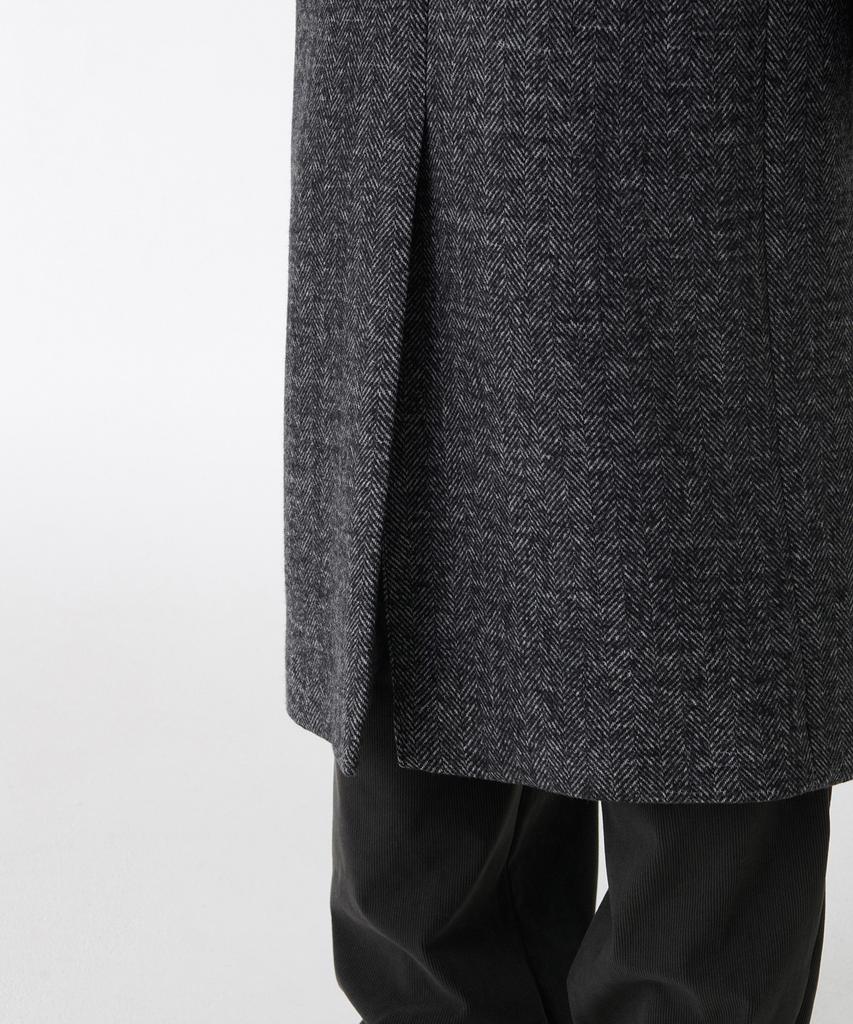 Musinsa Standard Manteco Herringbone Daddy Shoulder Single Long Coat [Dark Gray]