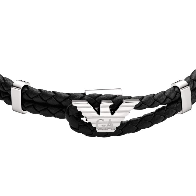 Emporio Armani Модный плетеный кожаный браслет Мужские аксессуары Черный EGS3237040