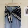 Retro simple and versatile big triangle scarf women's spring summer high-end feeling bag headscarf scarf shawl fart curtain decoration
