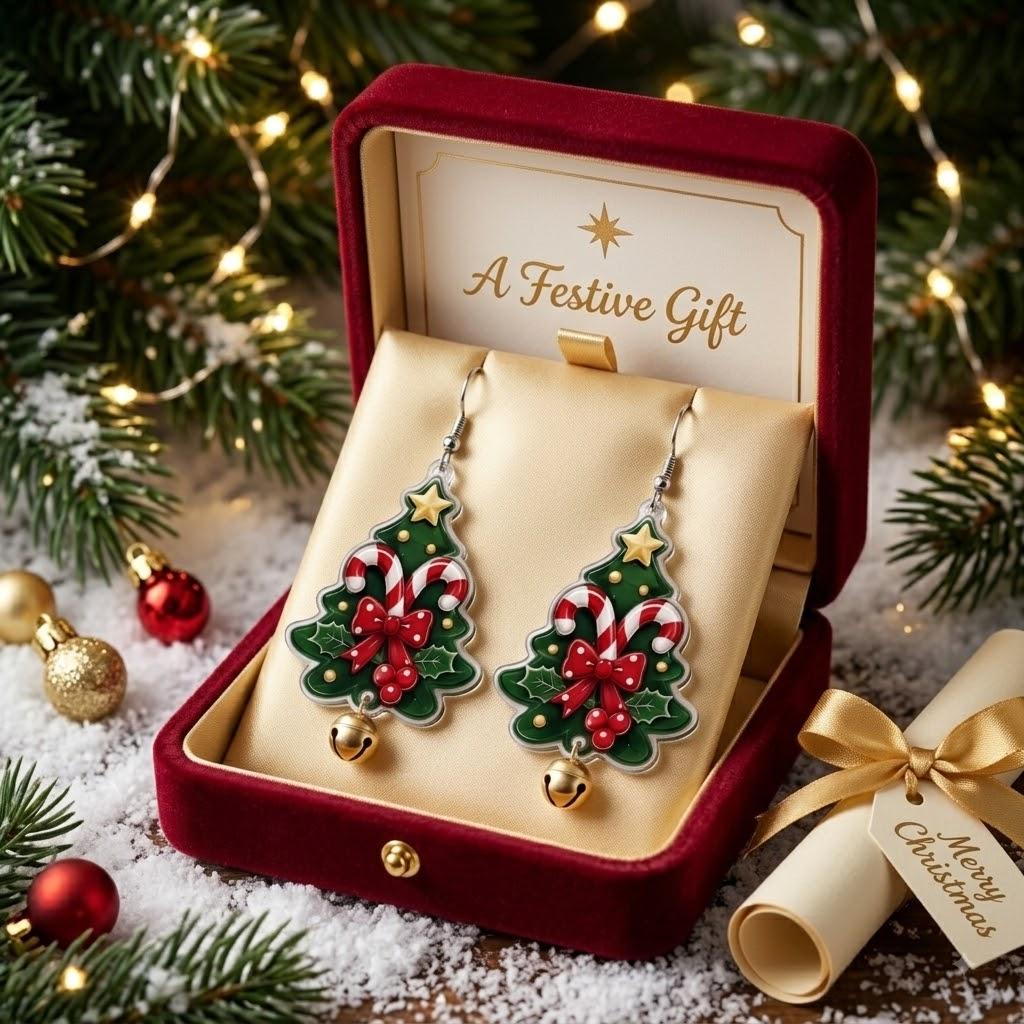 2D Printed Christmas tree and Christmas Tree Acrylic Earrings