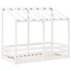 VidaXL Lit pour enfants avec toit blanc 70x140cm en bois massif de pin, cadre de lit pour enfants, lit pour enfants en bois, 847016