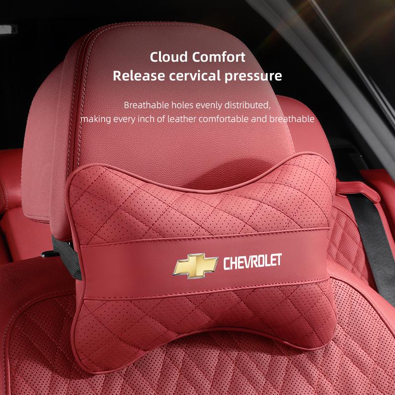 AABHJ1 Nappa Leather Car Headrest Neck Pillow Waist Cushioning For Chevrolet Spark Captiva Cruze Malibu Equinox Trax Camaro Blazer
