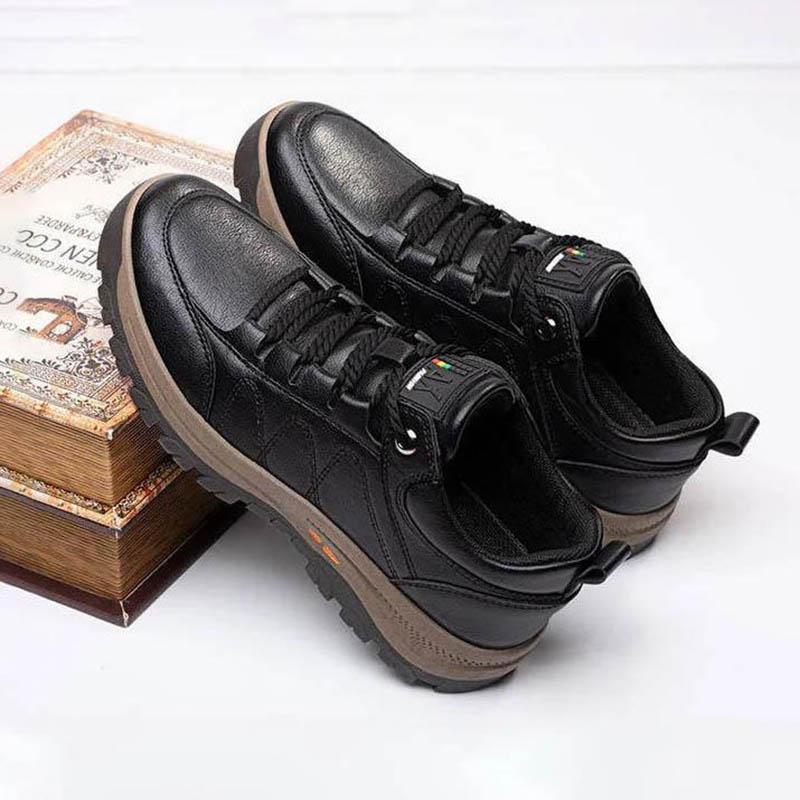 Осенне-зимняя мужская кожаная обувь, повседневные мокасины, нескользящая мягкая подошва, обувь для пап среднего и пожилого возраста, туфли на плоской подошве