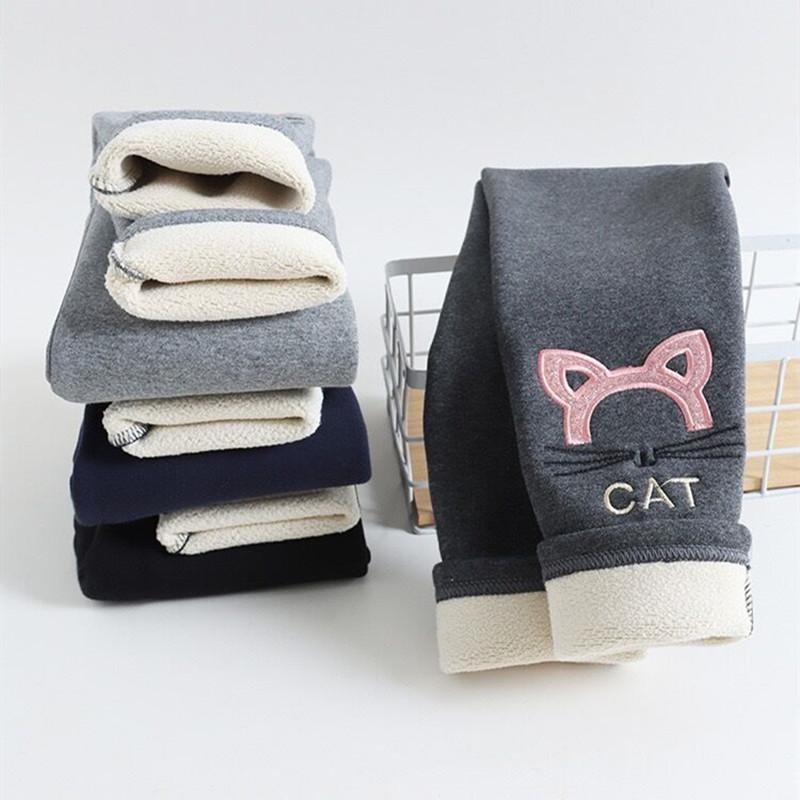 Леггинсы для девочек, зимние штаны, детские толстые бархатные брюки с флисом