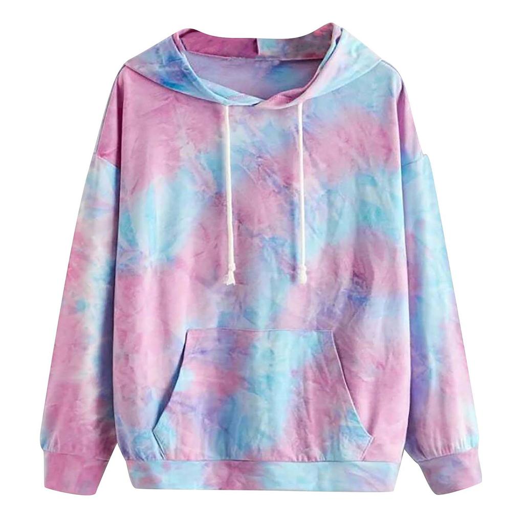 Women's Fsshion Casual Sexy Slim Printing Long Sleeve Tie Dyed Hooded Sweater