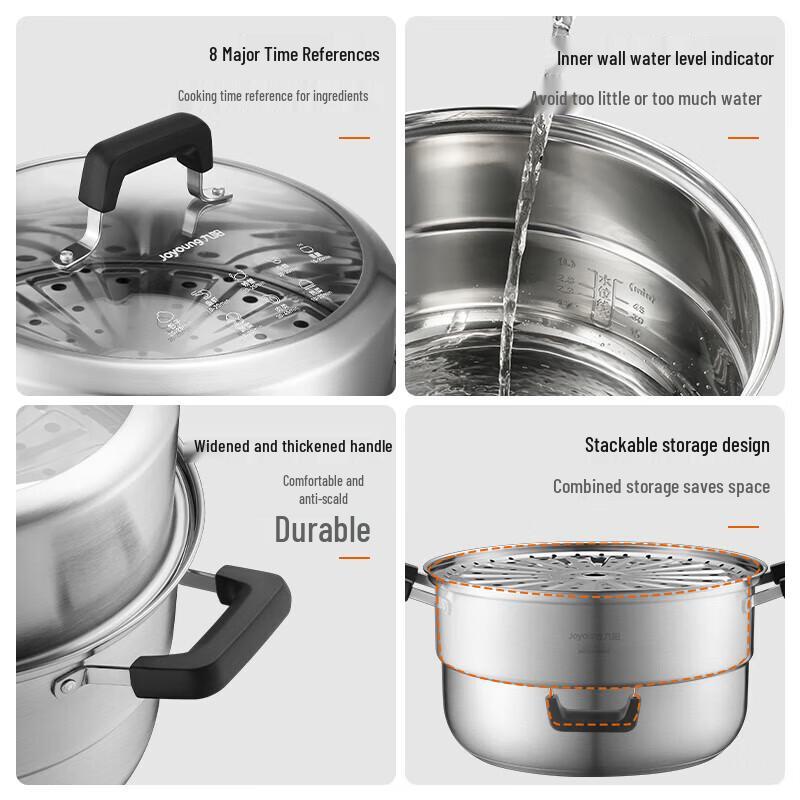 Joyoung 304 Stainless Steel 30cm Double Layer Steamer Pot