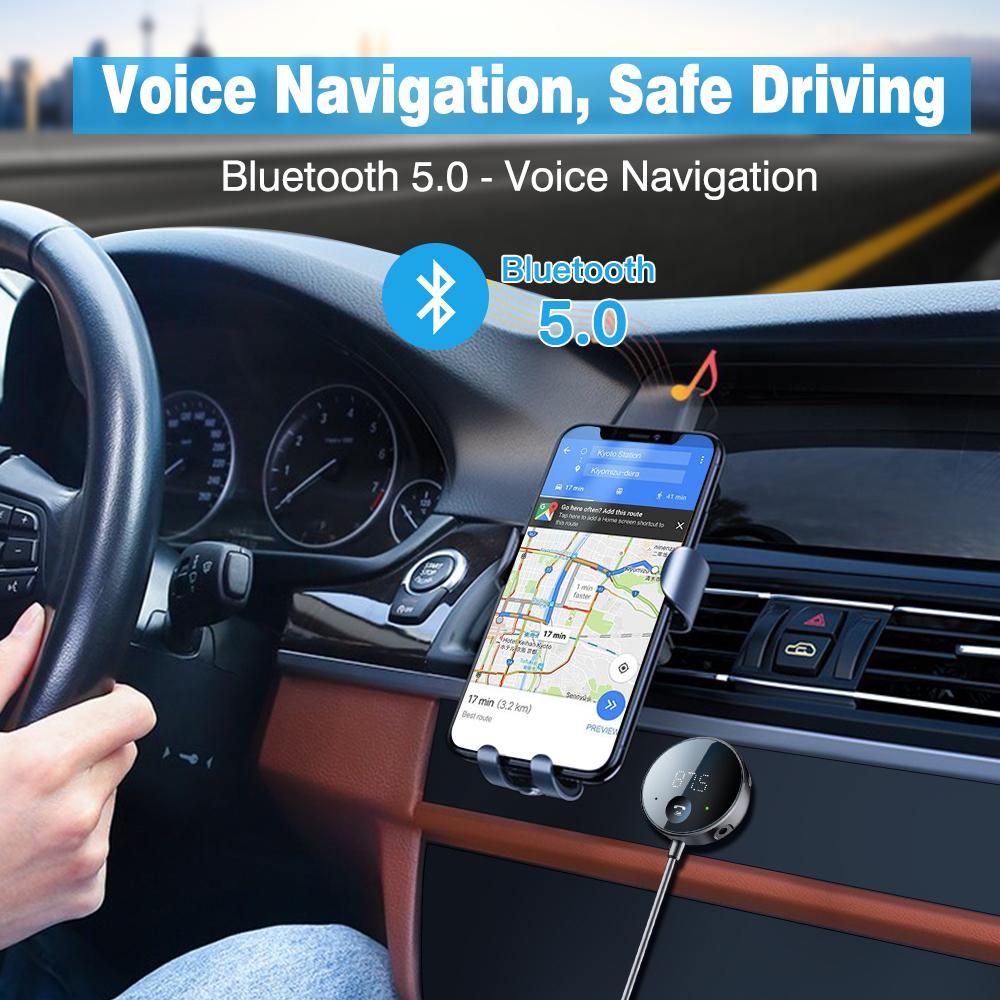 Беспроводной FM-передатчик Bluetooth 5.0 Автомобильный аудиопередатчик Bluetooth AUX Аудиоприемник MP3-плеер Автомобильный комплект Handsfree