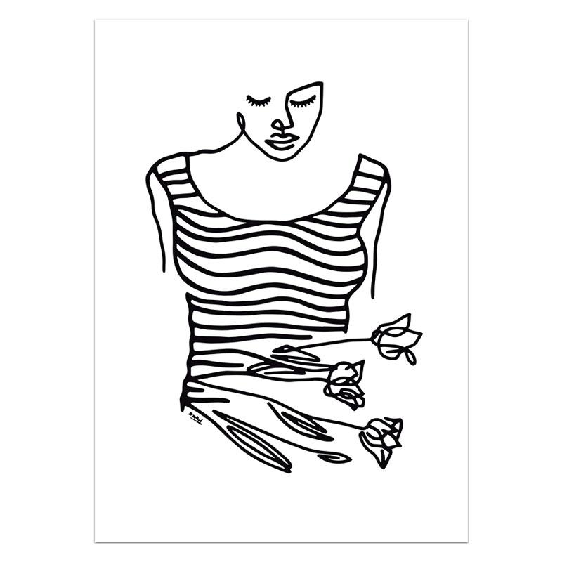 Wall Art Canvas Painting Line Draw Flower Girl Abstract Painting Nordic Posters And Prints Wall Pictures For Living Room Decor