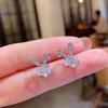 Rabbit Cute Stud Earrings Female, Daily With Sweet Jewelry, Exquisite Inlaid Zircon Earrings