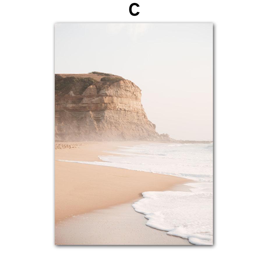 Sunset Beach Coconut Tree Bridge Shell Bird Wall Art Living Room Decoration Canvas Painting Nordic Posters And Prints Pictures