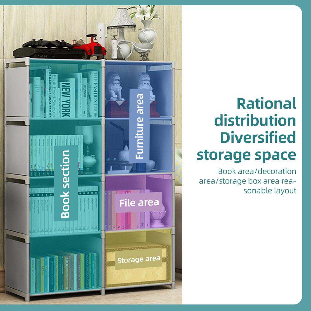 5-уровневая книжная полка, 8-кубовый органайзер для хранения, высокий книжный шкаф, собранная отдельно стоящая вертикальная полка