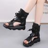 Comemore New 2024 Fish Mouth Gladiator Soft Pu Leather Luxury Summer Roman Shoes Platform Fashion Shoe Wedges Women Sandals 2024