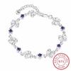 Lekani Real 925 Sterling Silver Fine Jewelry Clear Purple Aaa +Cz Zirconia Crystal Butterfly Heart Bracelet Bangle For Wome