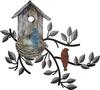 Peryiter Металлический Декор Стены Птицы Наружное Искусство Подвесное Металлическое Дерево С Скворечником для Гостиной Лист Дерева Настенный Декор для Помещений